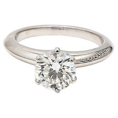 Tiffany & Co 1.52 Carat Round Brilliant I SI1 Diamond Platinum Engagement Ring