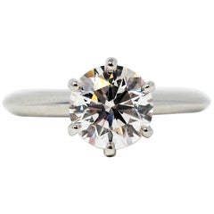 Tiffany & Co 1.52 Carat Round Brilliant Solitaire Engagement Ring Platinum G VS1