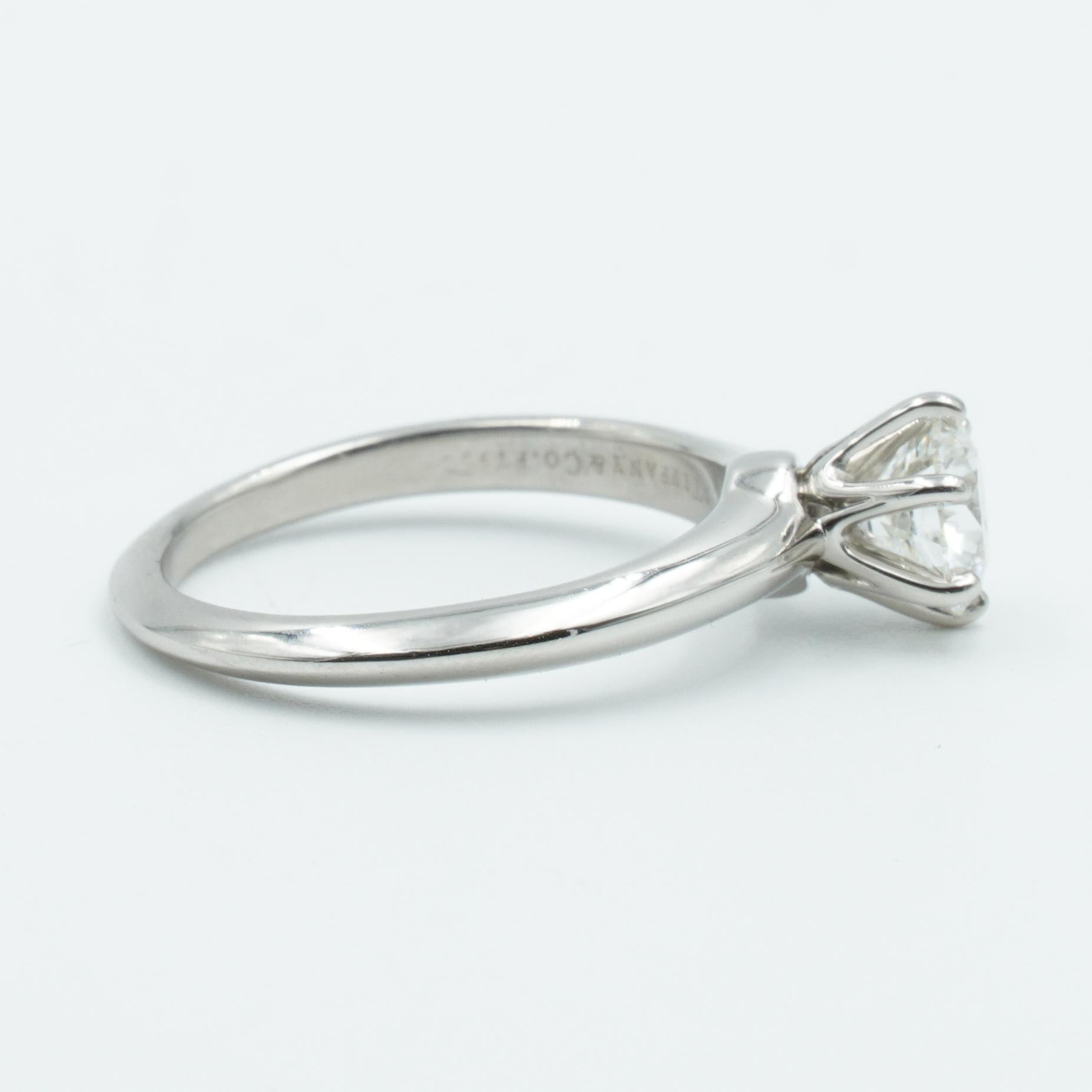 Romantic Tiffany & Co. 1.54 Ctw Diamond Engagement Ring Set in Platinum w. Box