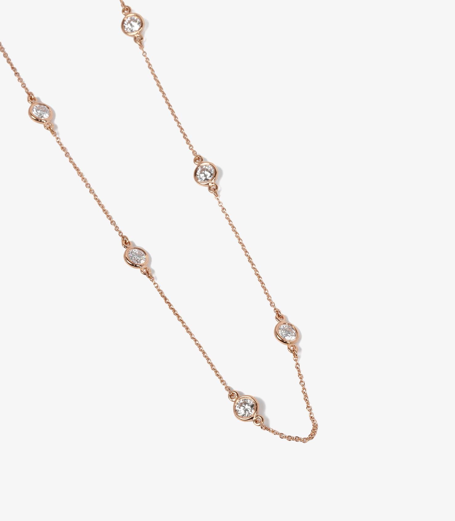 Round Cut Tiffany & Co. 1.54ct Diamond 18ct Rose Gold Elsa Diamonds by the Yard Necklace For Sale