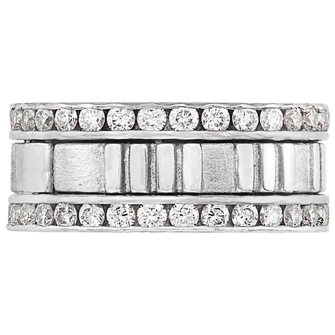 Tiffany & Co. 1.55 Carat Diamond and White Gold 'Atlas' Band Ring For Sale