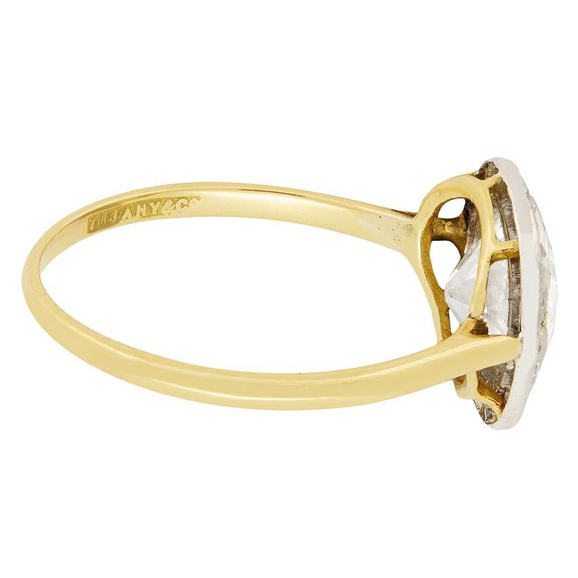 Tiffany & Co. 1.55 Carat Diamond Halo Ring, circa 1910s In Good Condition In London, GB