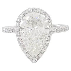 Tiffany & Co. 1.57ct Soleste Platinum Pear Shaped Diamond Halo Engagement Ring Tiffany & Co. 1.57ct Soleste Platinum Pear Shaped Diamond Halo Engagement Ring