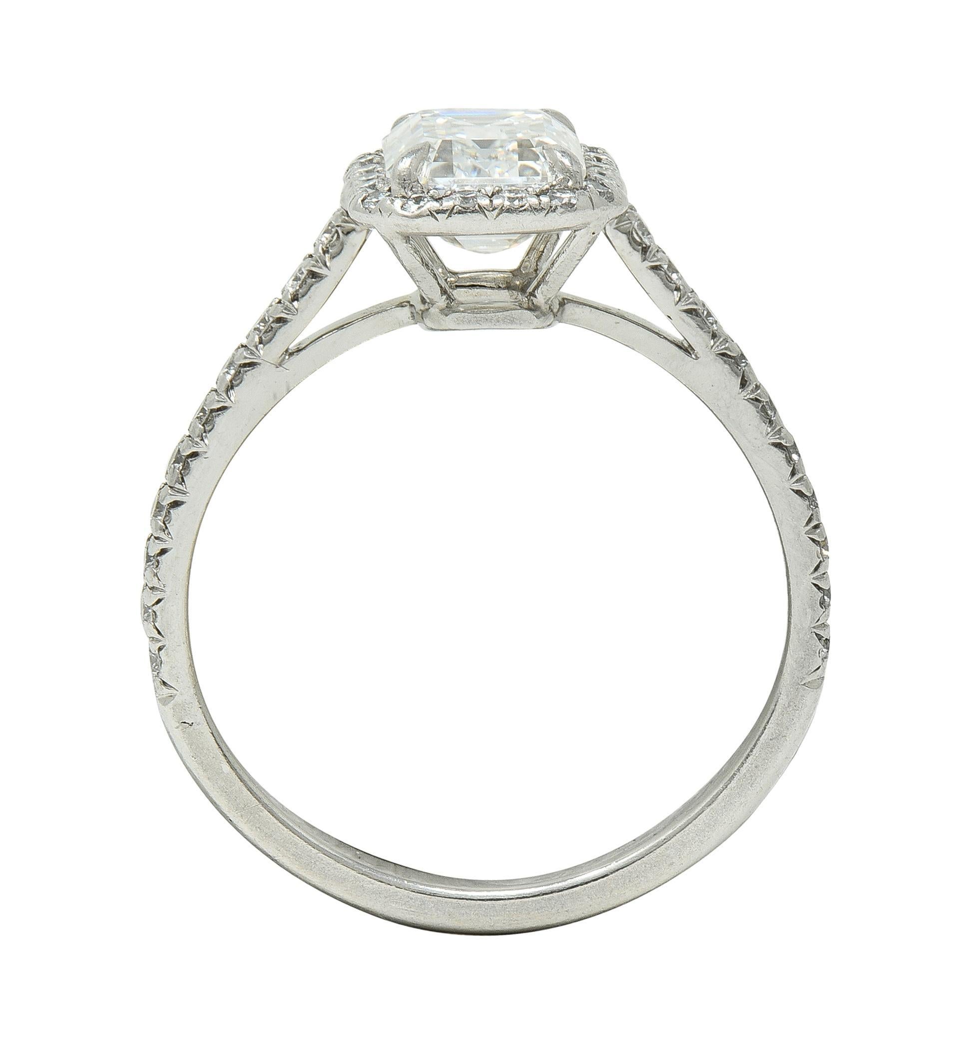 Tiffany & Co. 1.59 CTW Emerald Cut Diamond Platinum Soleste Engagement Ring For Sale 6