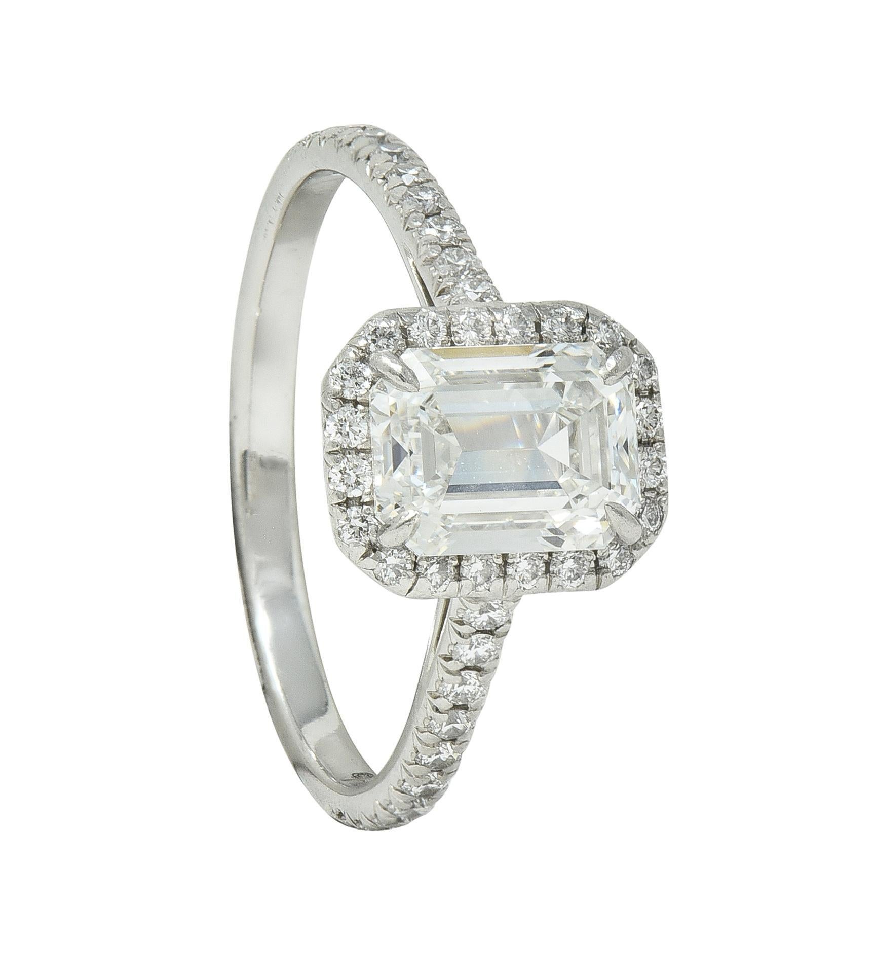 Tiffany & Co. 1.59 CTW Emerald Cut Diamond Platinum Soleste Engagement Ring For Sale 7