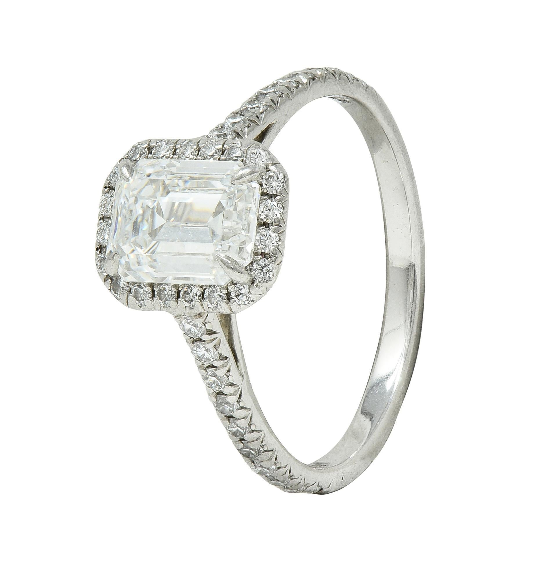 Tiffany & Co. 1.59 CTW Emerald Cut Diamond Platinum Soleste Engagement Ring For Sale 4