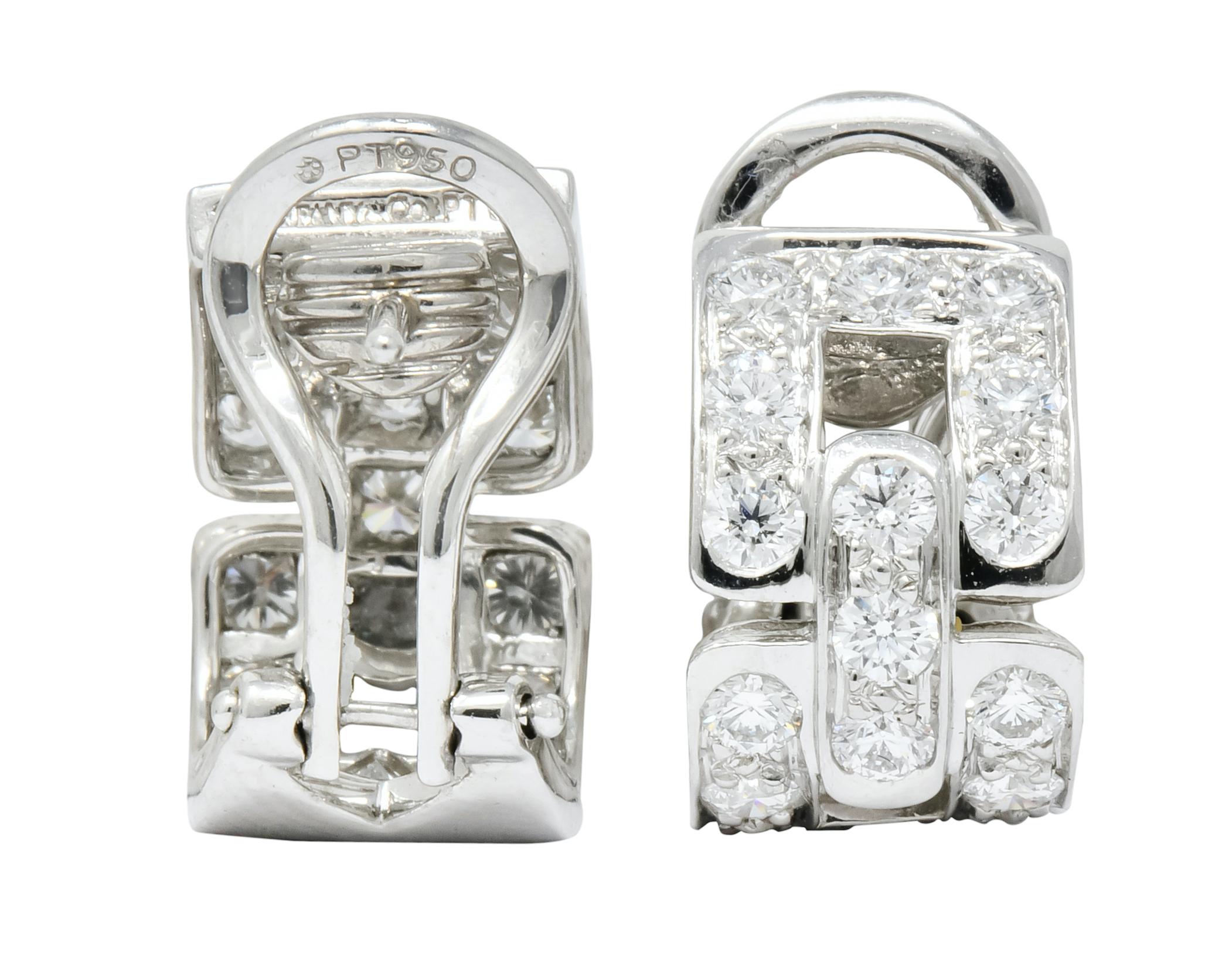 Tiffany & Co. 1.60 Carat Diamond Platinum Link Earrings 4