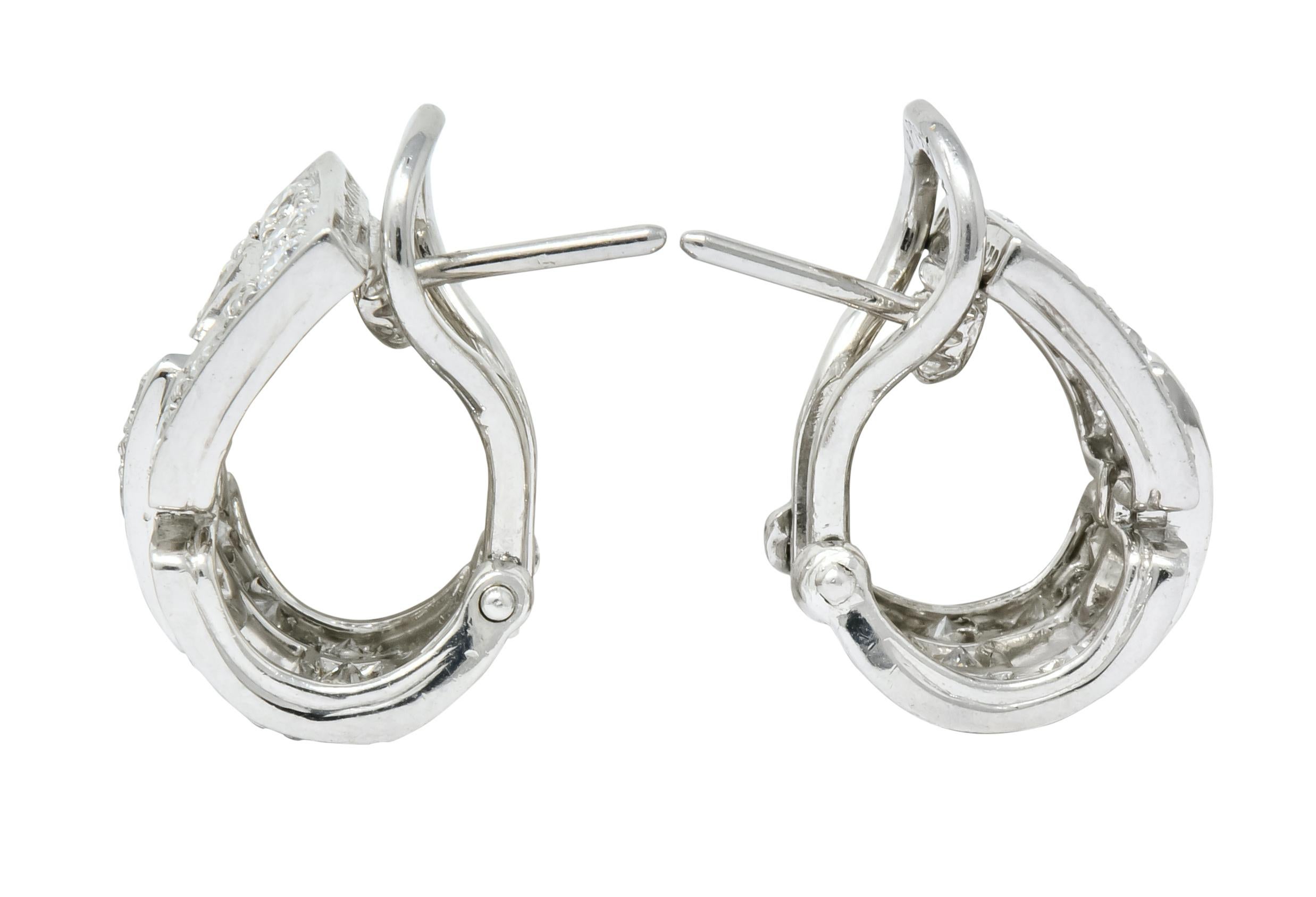 Tiffany & Co. 1.60 Carat Diamond Platinum Link Earrings In Excellent Condition In Philadelphia, PA