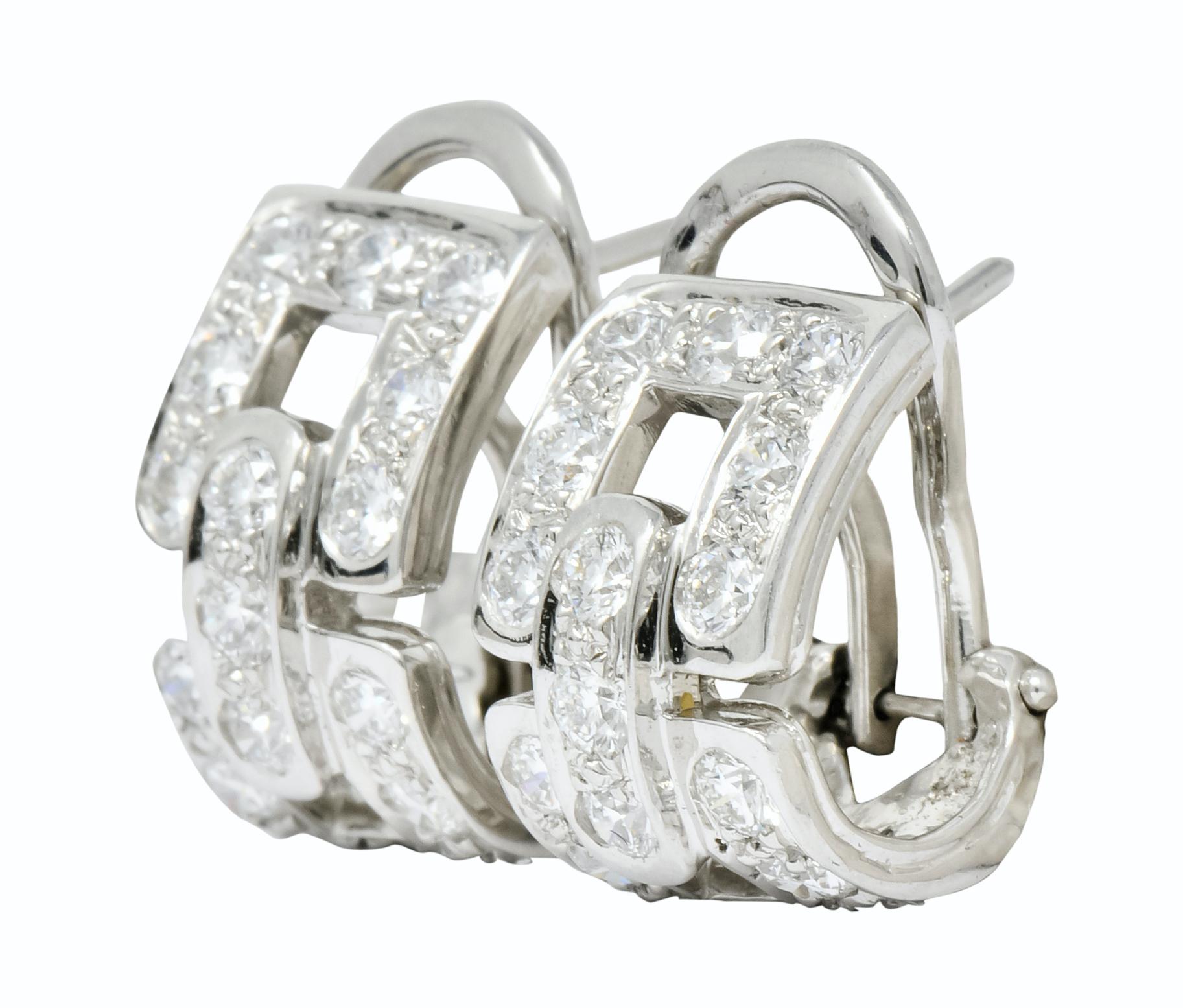 Contemporary Tiffany & Co. 1.60 Carat Diamond Platinum Link Earrings