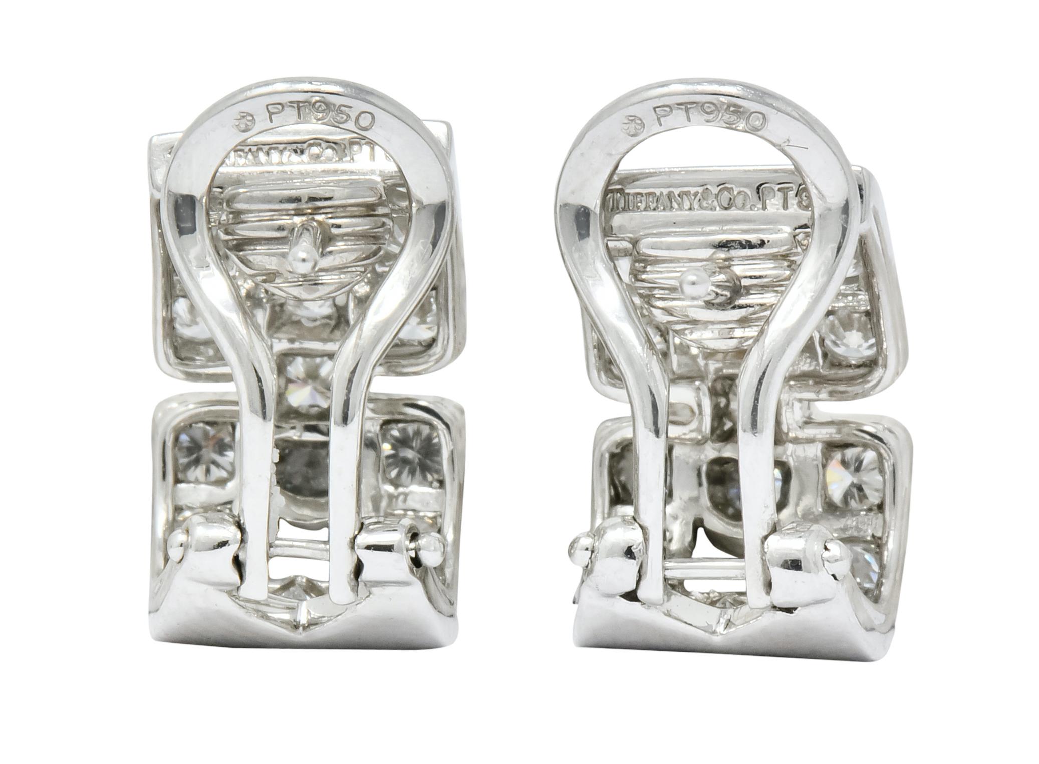 Tiffany & Co. 1.60 Carat Diamond Platinum Link Earrings 2