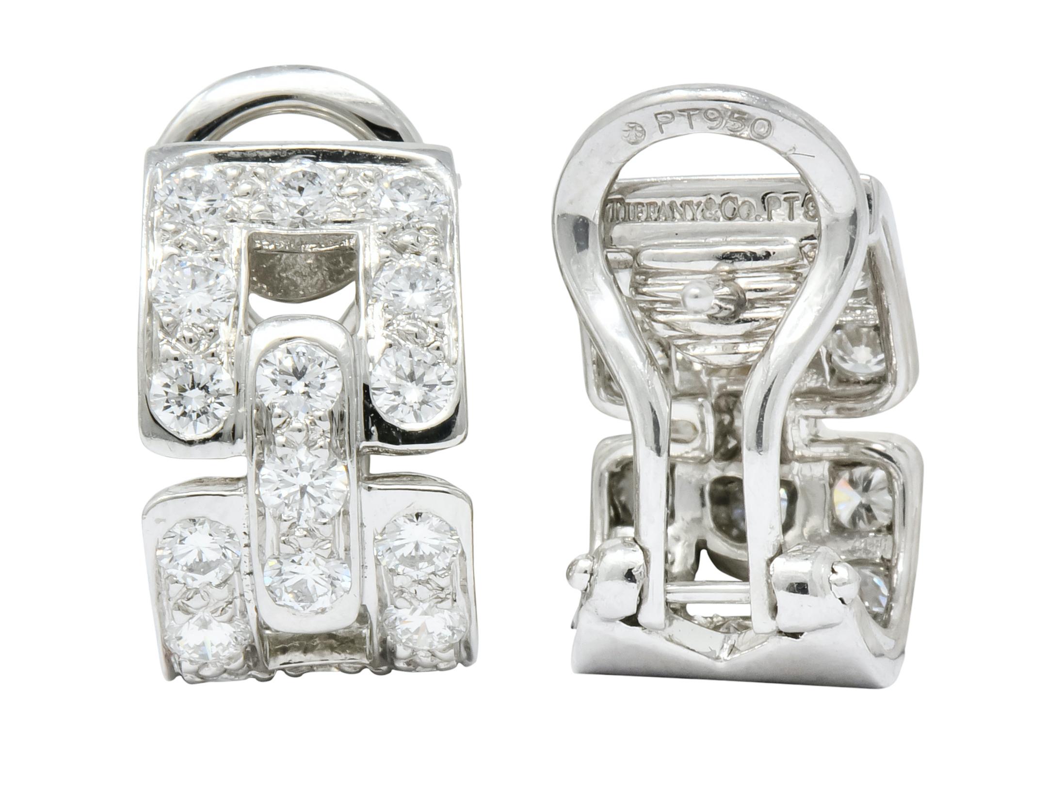 Tiffany & Co. 1.60 Carat Diamond Platinum Link Earrings 3