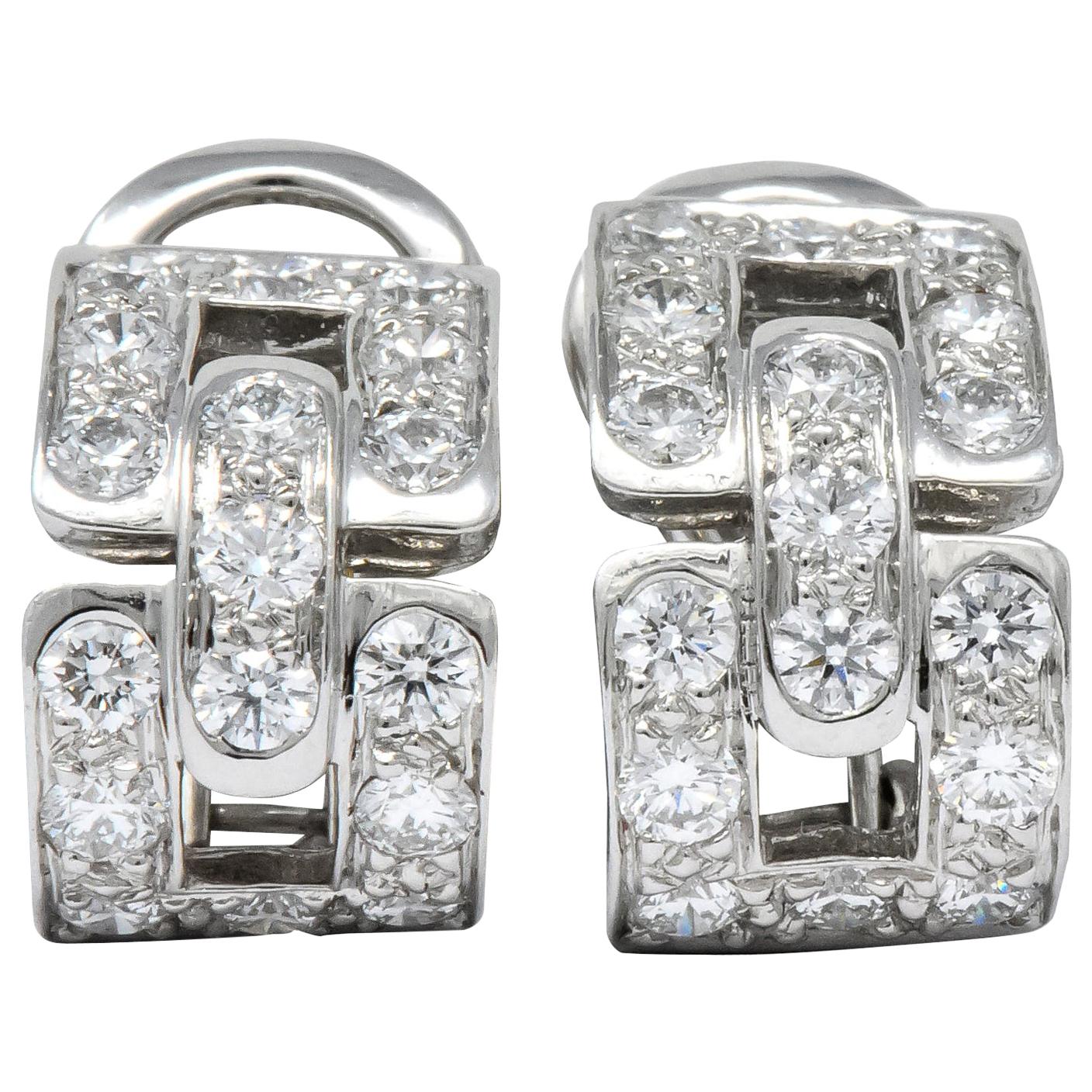 Tiffany & Co. 1.60 Carat Diamond Platinum Link Earrings