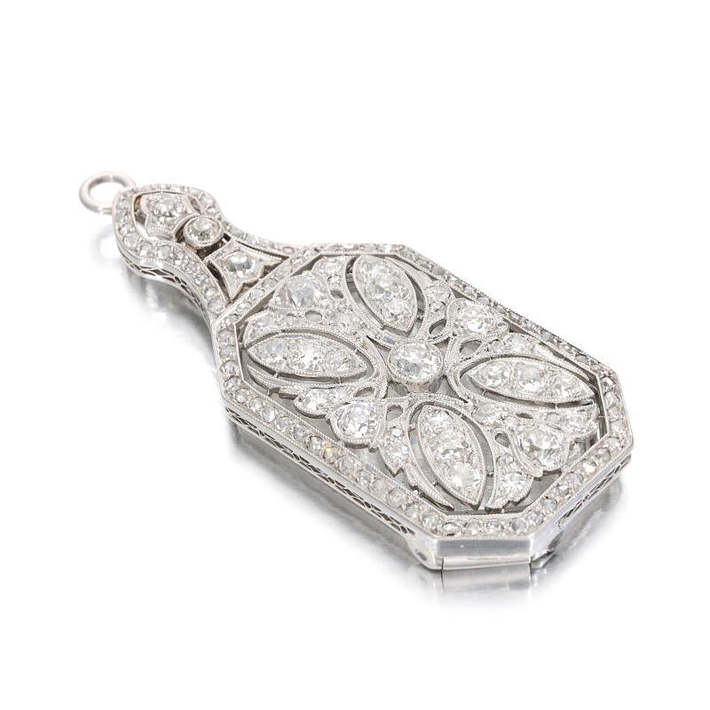 Brilliant Cut Tiffany & Co 1.60 Carat Round Brilliant G VS1 Diamond Platinum Pendant Eye Glass For Sale