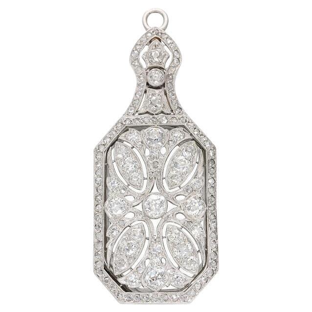 Tiffany & Co 1.60 Carat Round Brilliant G VS1 Diamond Platinum Pendant Eye Glass For Sale