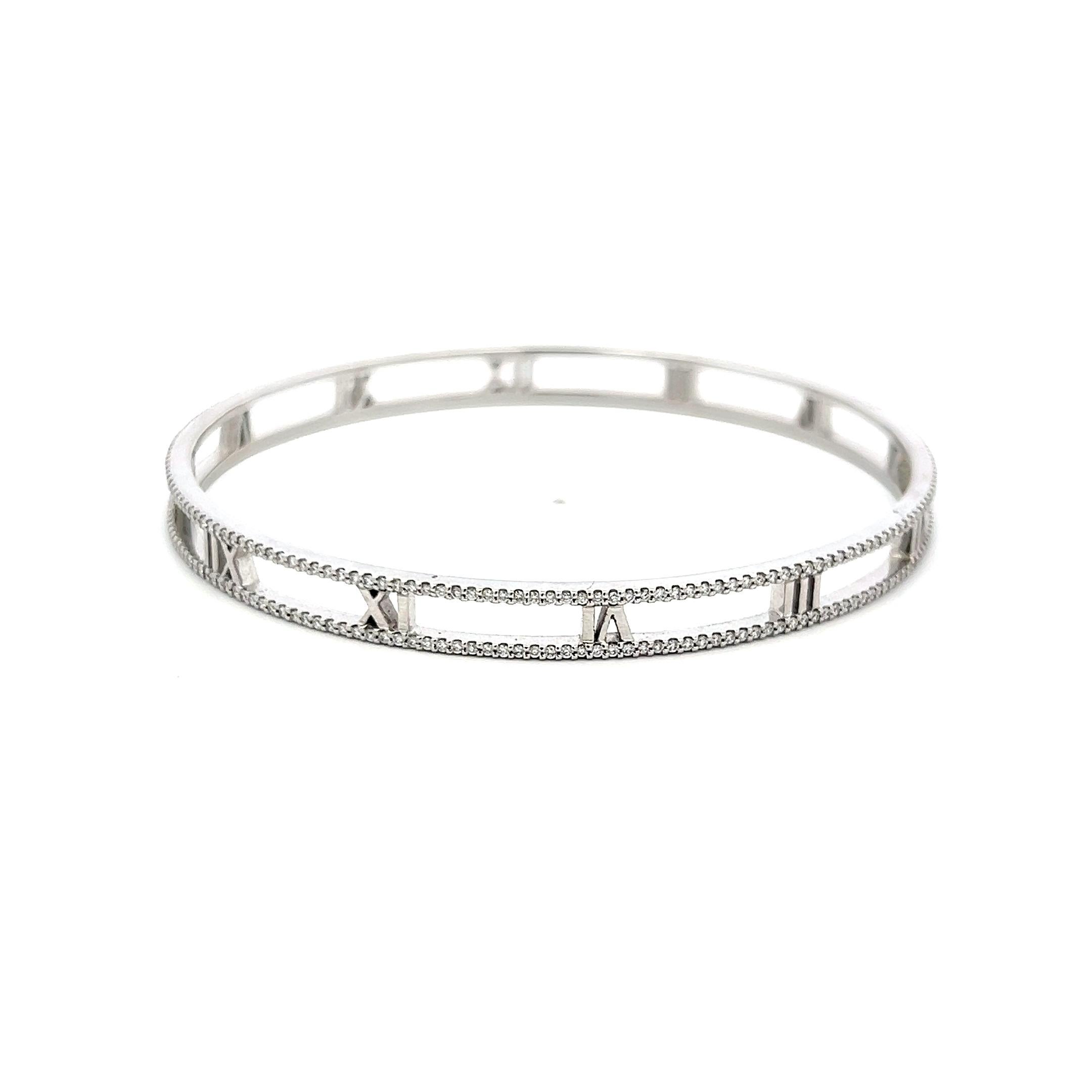 Tiffany & Co. 1,60 Karat runder Diamant 18 Karat Weißgold-Armreif (Brillantschliff) im Angebot