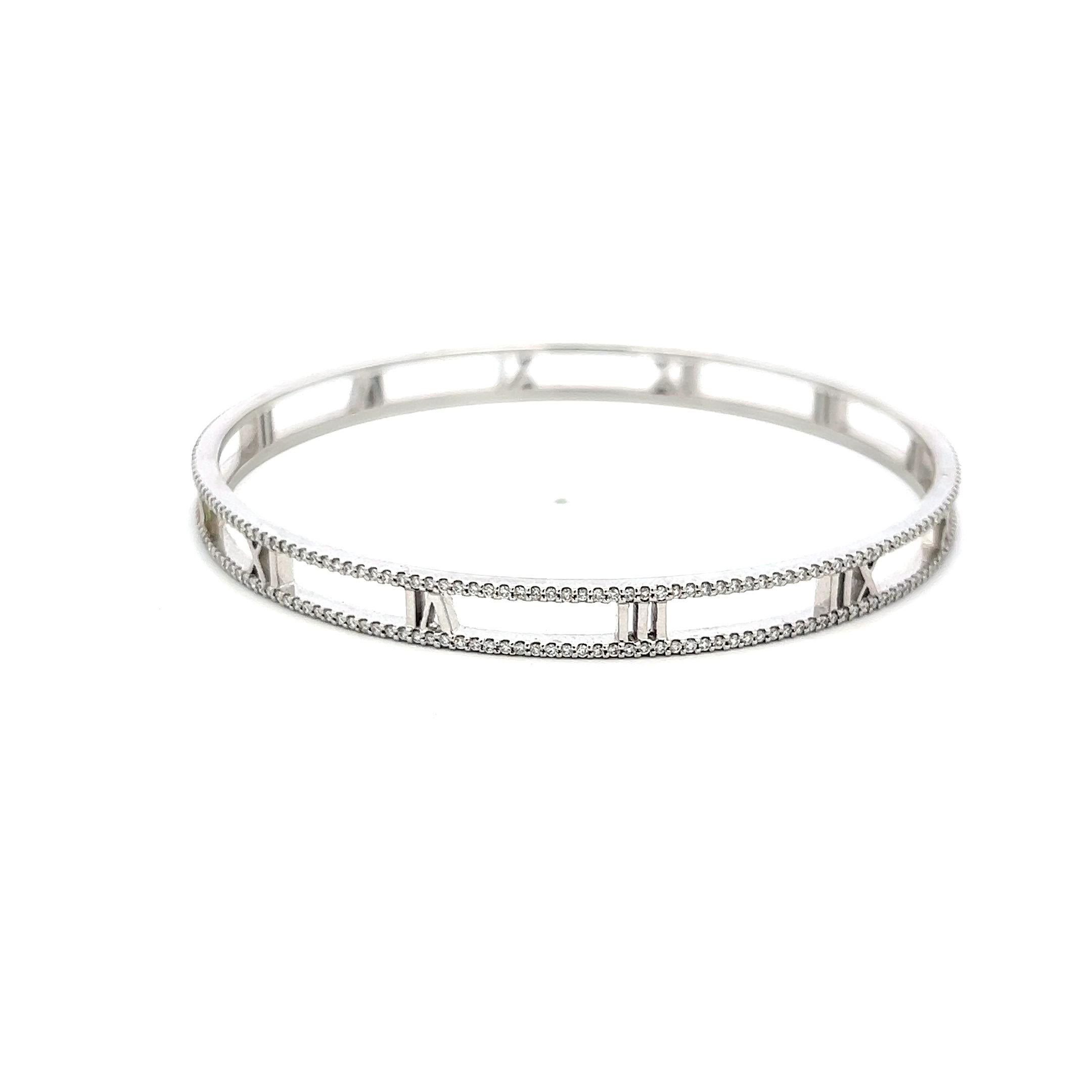 Tiffany & Co. 1,60 Karat runder Diamant 18 Karat Weißgold-Armreif im Zustand „Gut“ im Angebot in New York, NY