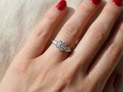 Tiffany & Co 1.60 Carat Round Diamond Three Stone Ring Pear Sides H VS1