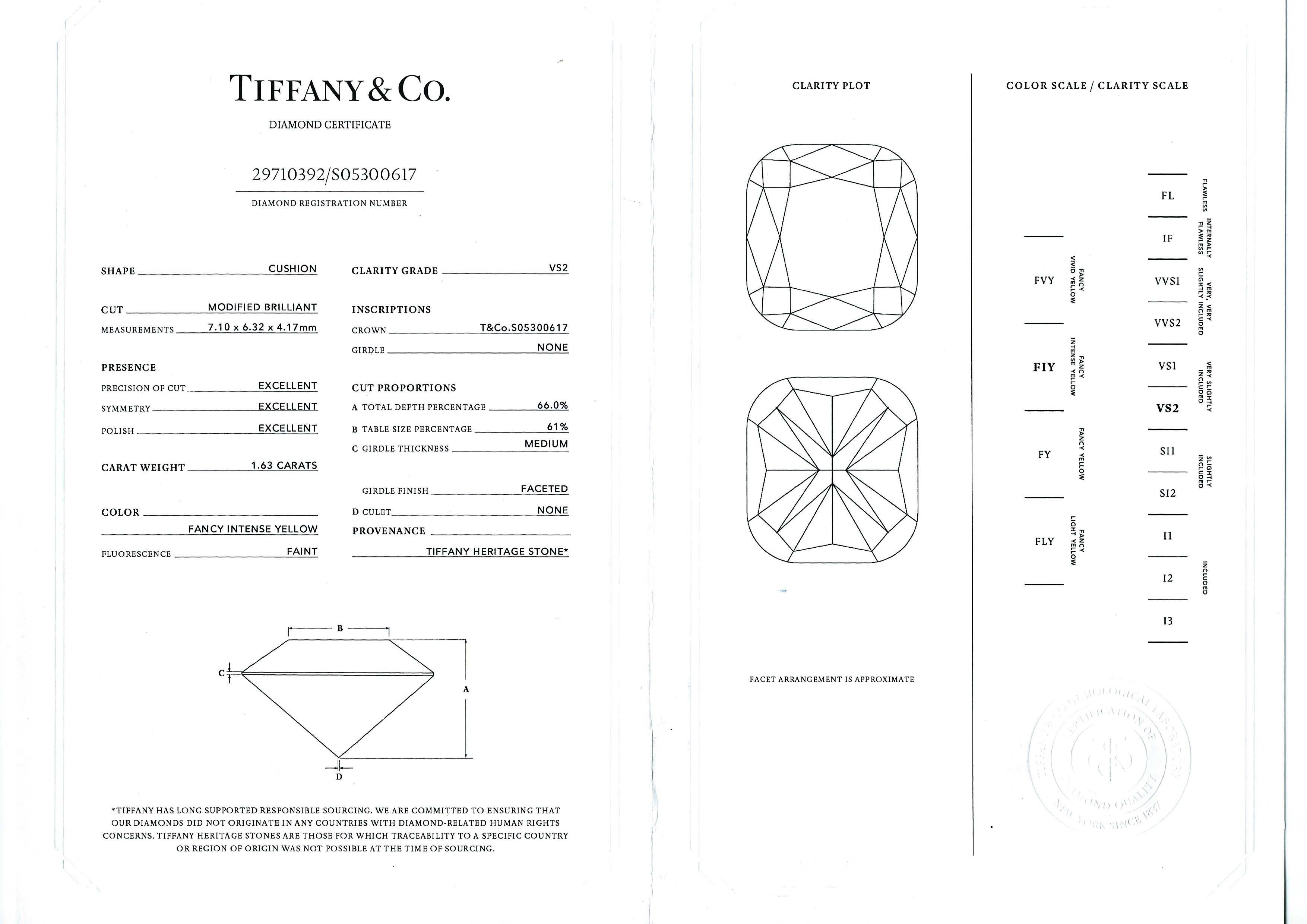 Tiffany & Co 1.63ct Fancy Intense Yellow Diamond 2