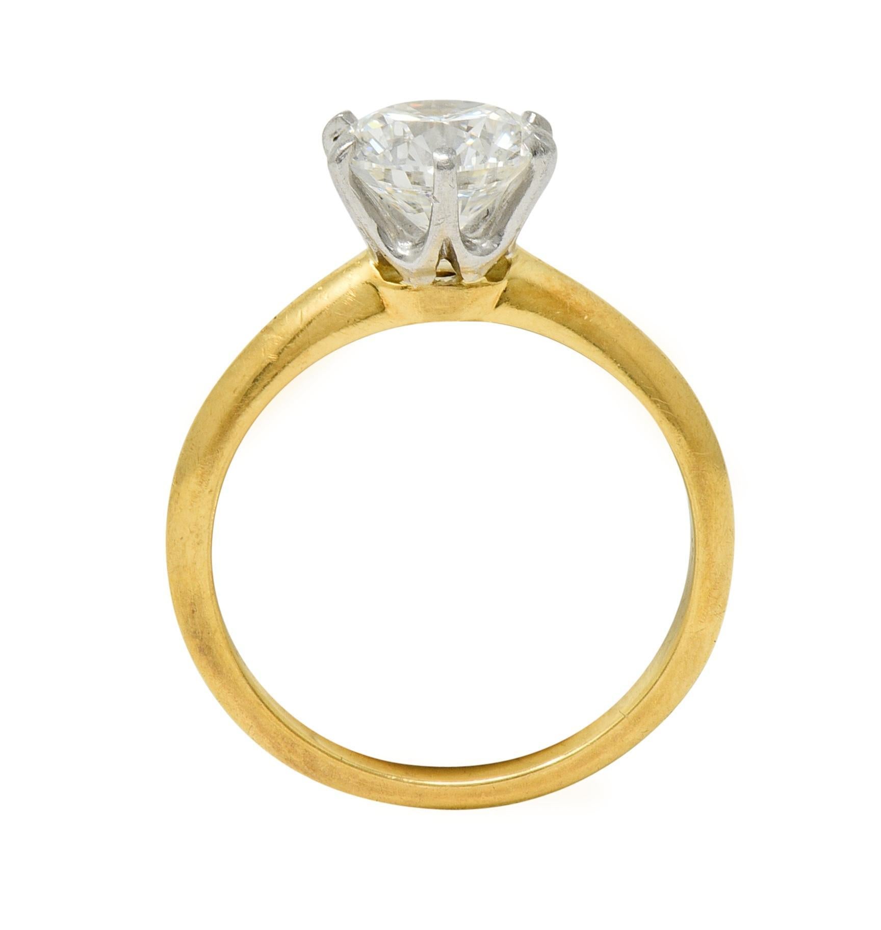 Tiffany & Co. 1.65 CTW Diamond Platinum 18 Karat Yellow Gold Engagement Ring GIA For Sale 6