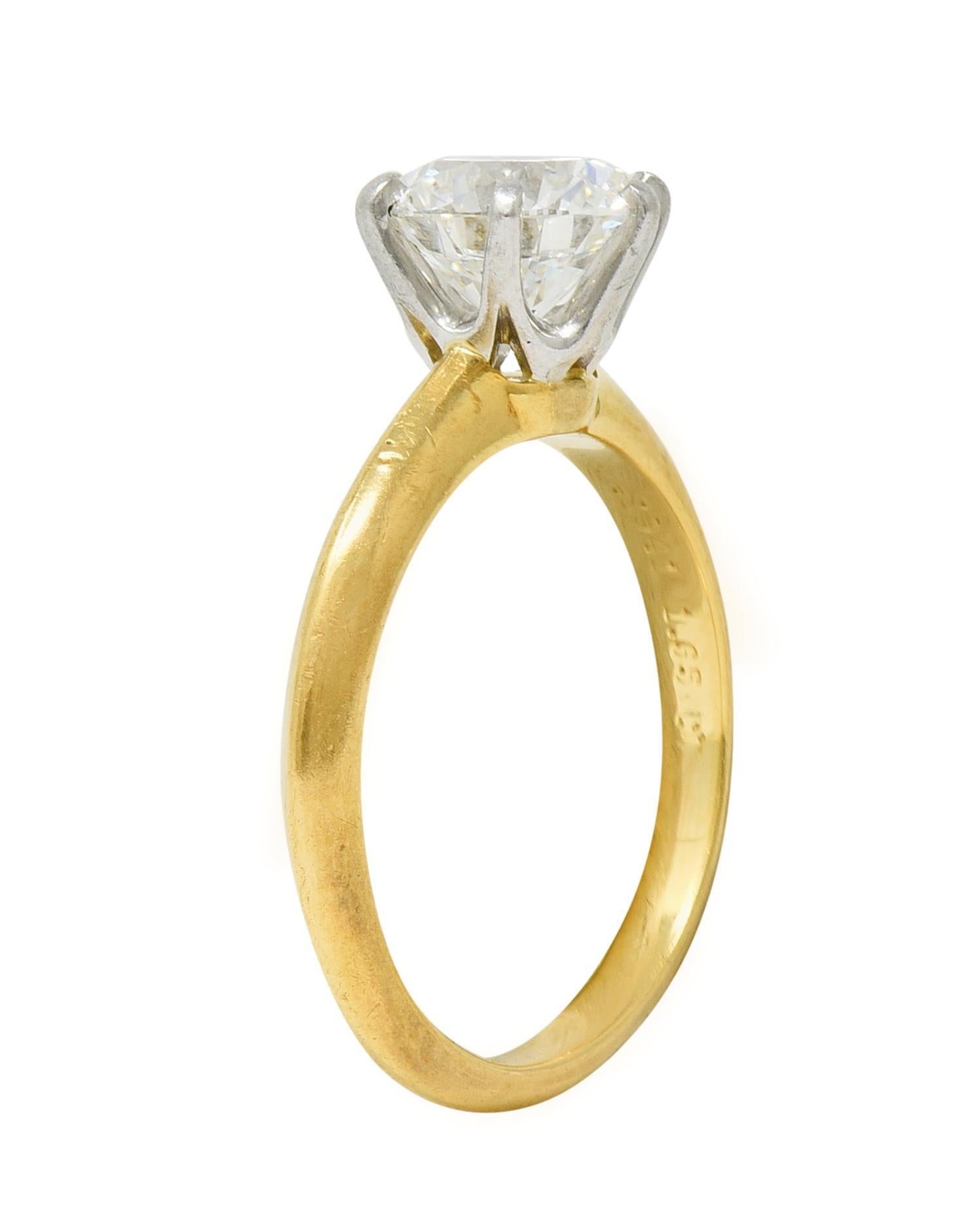 Tiffany & Co. 1.65 CTW Diamond Platinum 18 Karat Yellow Gold Engagement Ring GIA For Sale 7