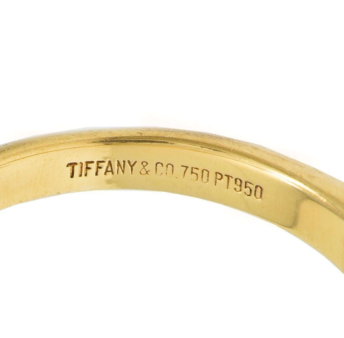 Tiffany & Co, bague de fiançailles en or jaune 18 carats et platine avec diamants de 1,65 carat, certifiés GIA en vente 2