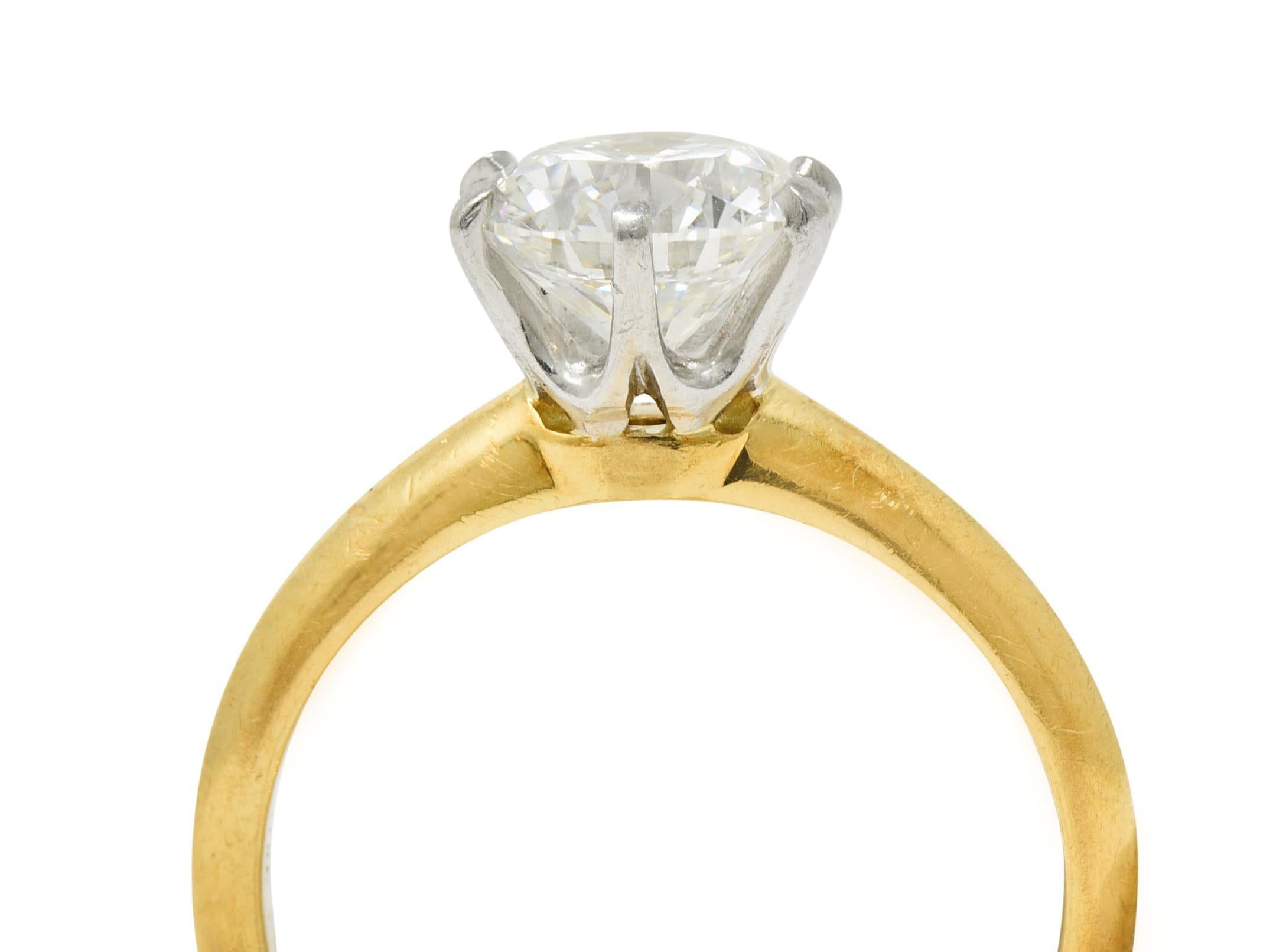 Tiffany & Co, bague de fiançailles en or jaune 18 carats et platine avec diamants de 1,65 carat, certifiés GIA en vente 4