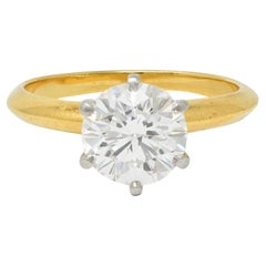 Vintage Tiffany & Co. 1.65 CTW Diamond Platinum 18 Karat Yellow Gold Engagement Ring GIA