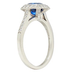 Tiffany & Co. 1.65 CTW Sapphire Diamond Platinum Soleste Halo Ring