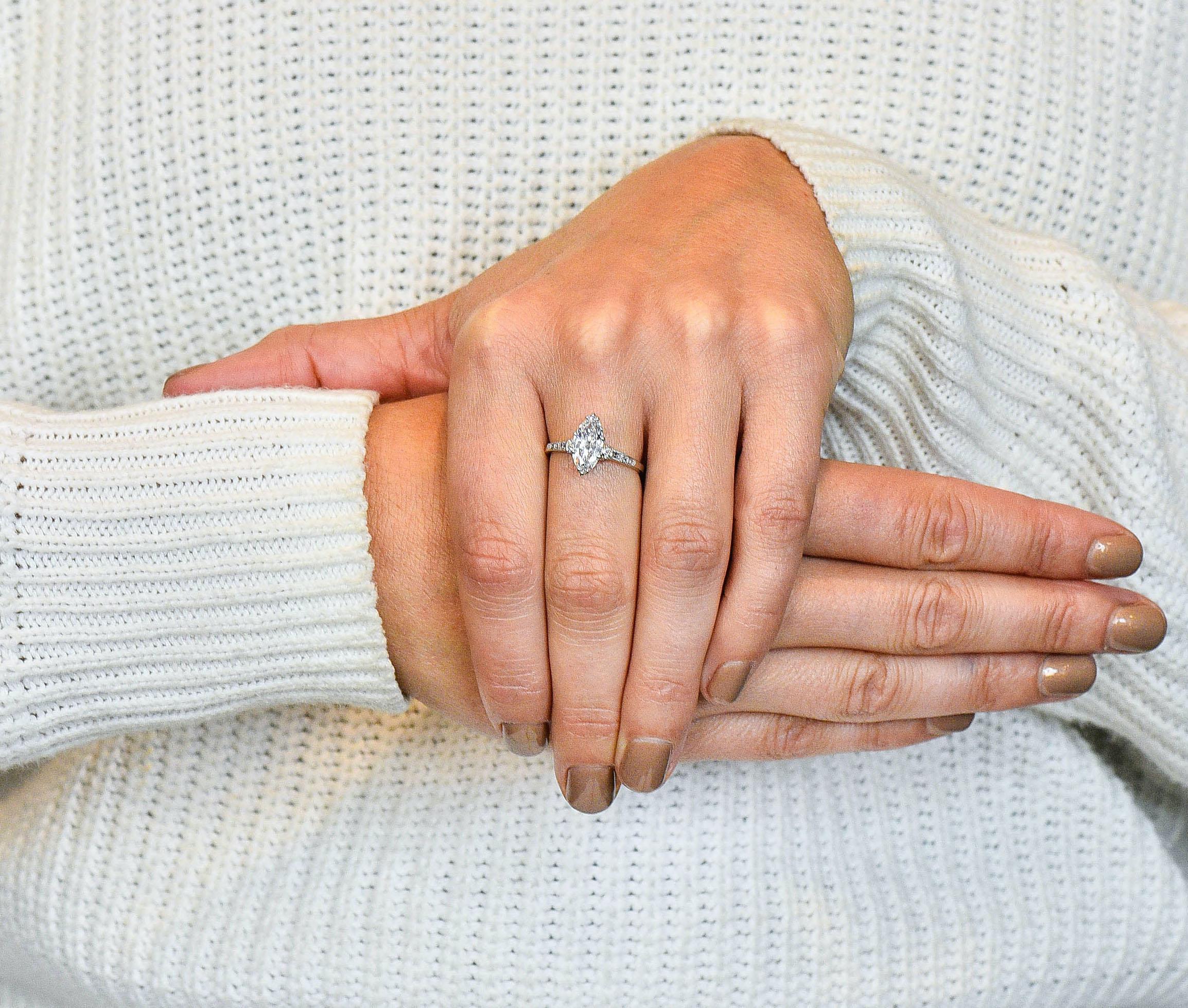 Tiffany & Co. 1.69 Carat Art Deco Marquise Cut Diamond Platinum Engagement Ring  4