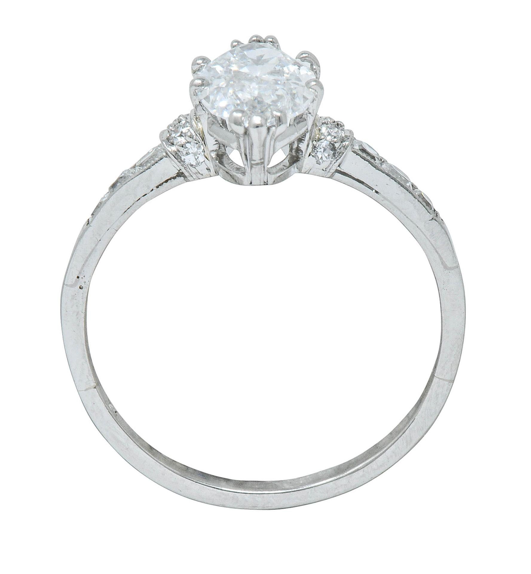 Women's or Men's Tiffany & Co. 1.69 Carat Art Deco Marquise Cut Diamond Platinum Engagement Ring 