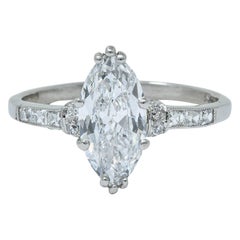Tiffany & Co. 1.69 Carat Art Deco Marquise Cut Diamond Platinum Engagement Ring
