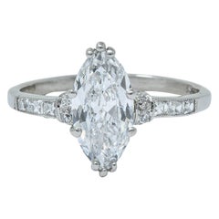 Tiffany & Co. 1.69 Carat Art Deco Marquise Cut Diamond Platinum Engagement Ring 