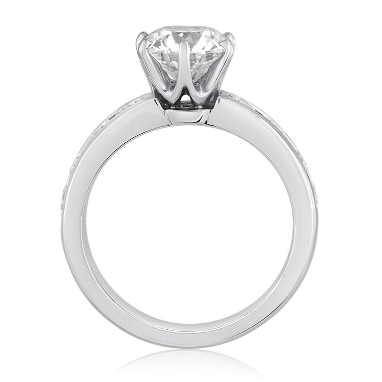 Round Cut Tiffany & Co. 1.71 Carat F IF Diamond Platinum Ring For Sale