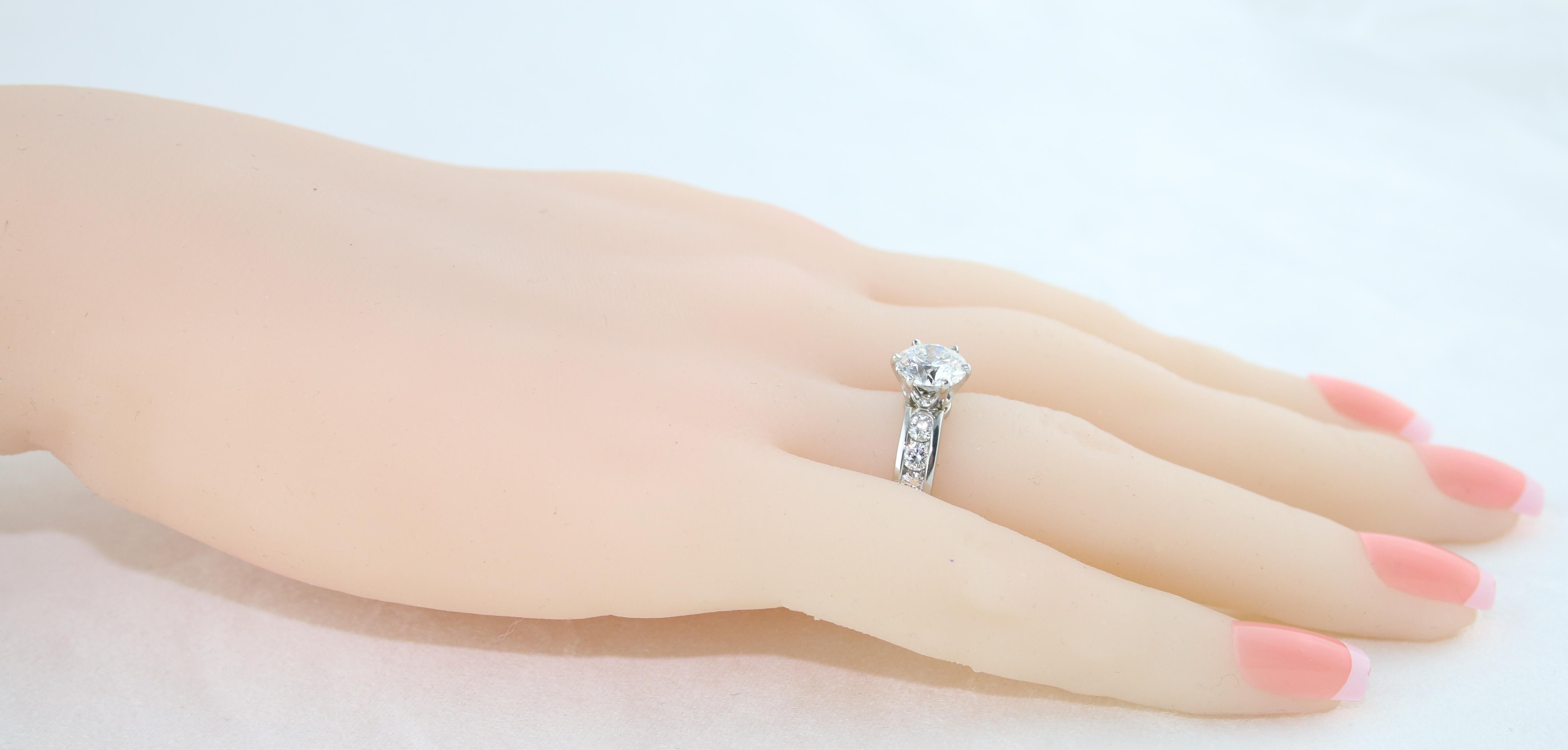 Round Cut Tiffany & Co. 1.71 Carat F IF Diamond Platinum Ring For Sale