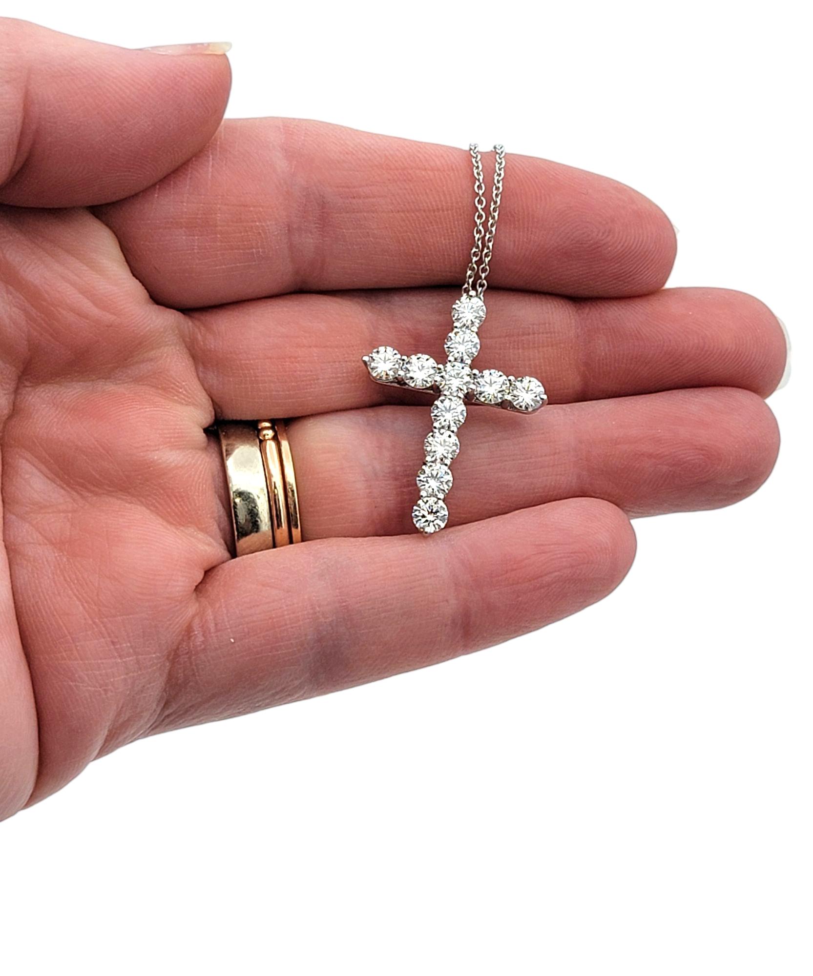 Tiffany & Co. 1.71 Carat Total Diamond Large Cross Pendant Necklace in Platinum For Sale 3