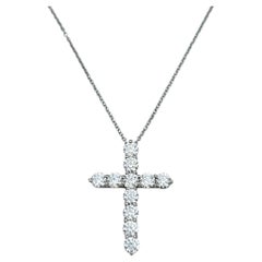 Tiffany & Co. 1.71 Carat Total Diamond Large Cross Pendant Necklace in Platinum
