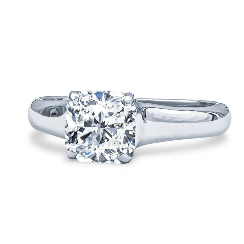 This ring is an iconic TIffany & Co. Lucida diamond platinum engagement ring. It is set with a 1.72ct cut-cornered square mixed cut diamond, G VVS1. GIA Report #11310923. The box and all paperwork is included, size 6.5. Original MSRP: $43,000. The