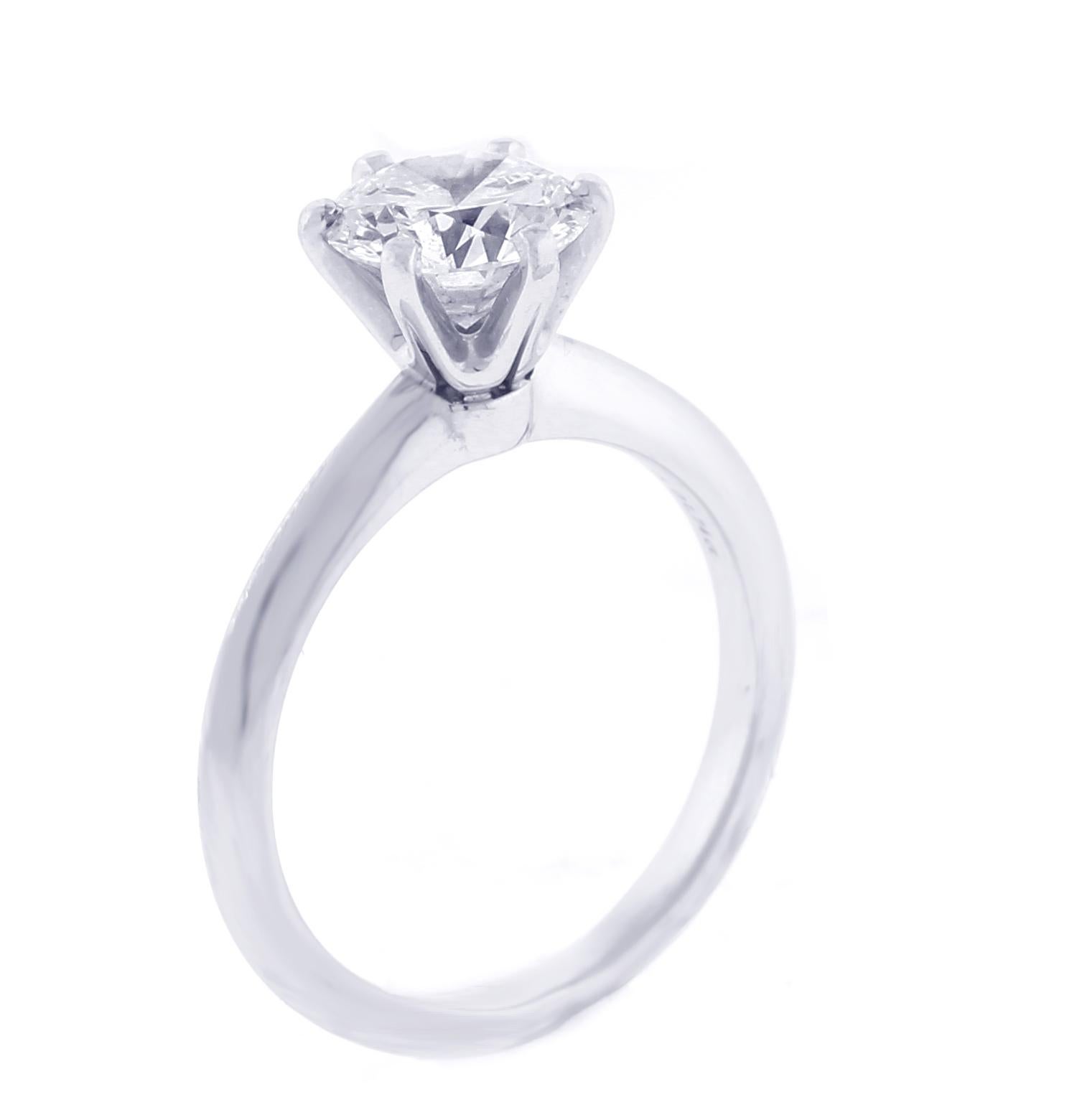 Brilliant Cut Tiffany & Co. 1.74 Carat Diamond Knife Edge Engagement Ring For Sale