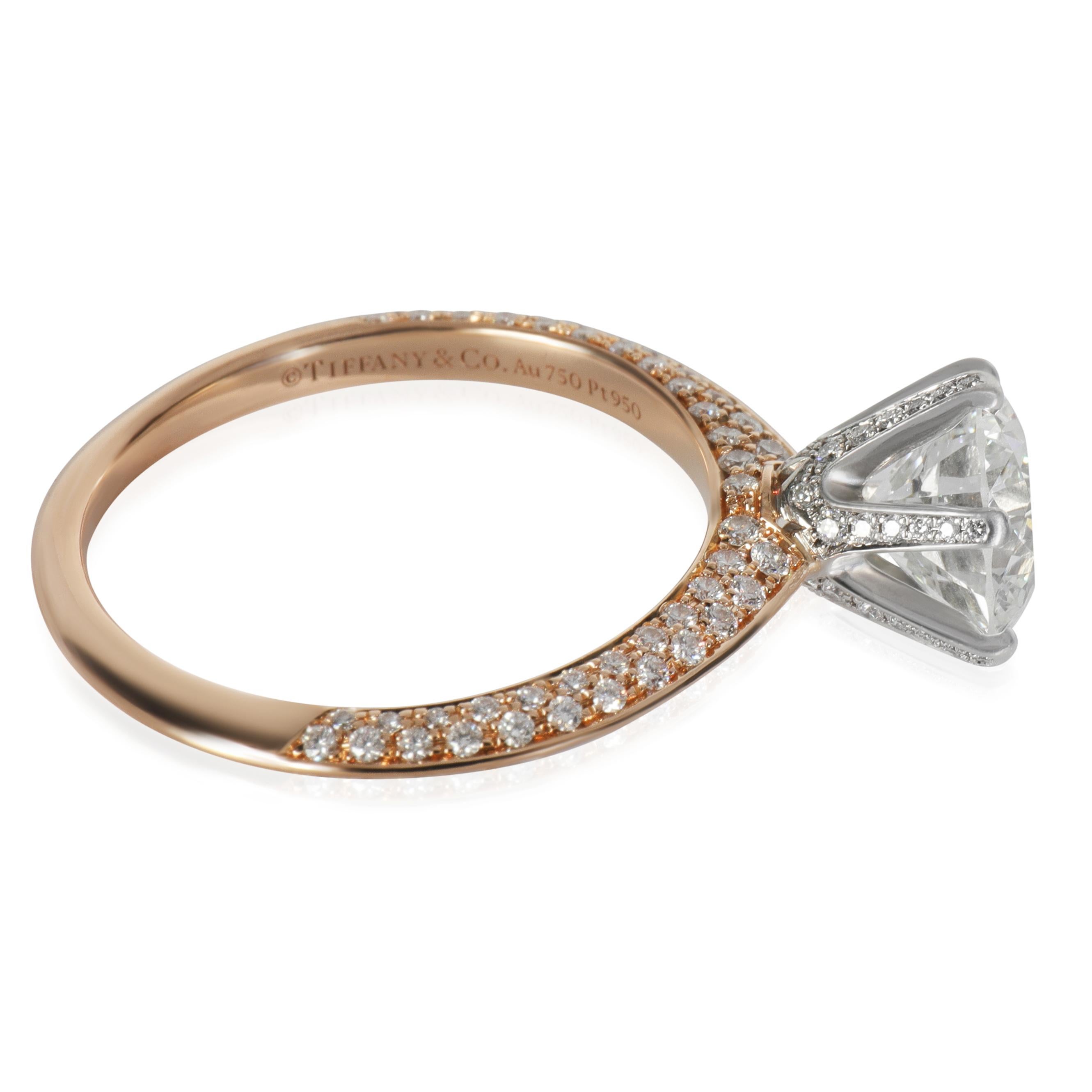 Anillo de compromiso Tiffany & Co. 1,74 ct Diamante brillante redondo engaste Tiffany Corte redondo en venta