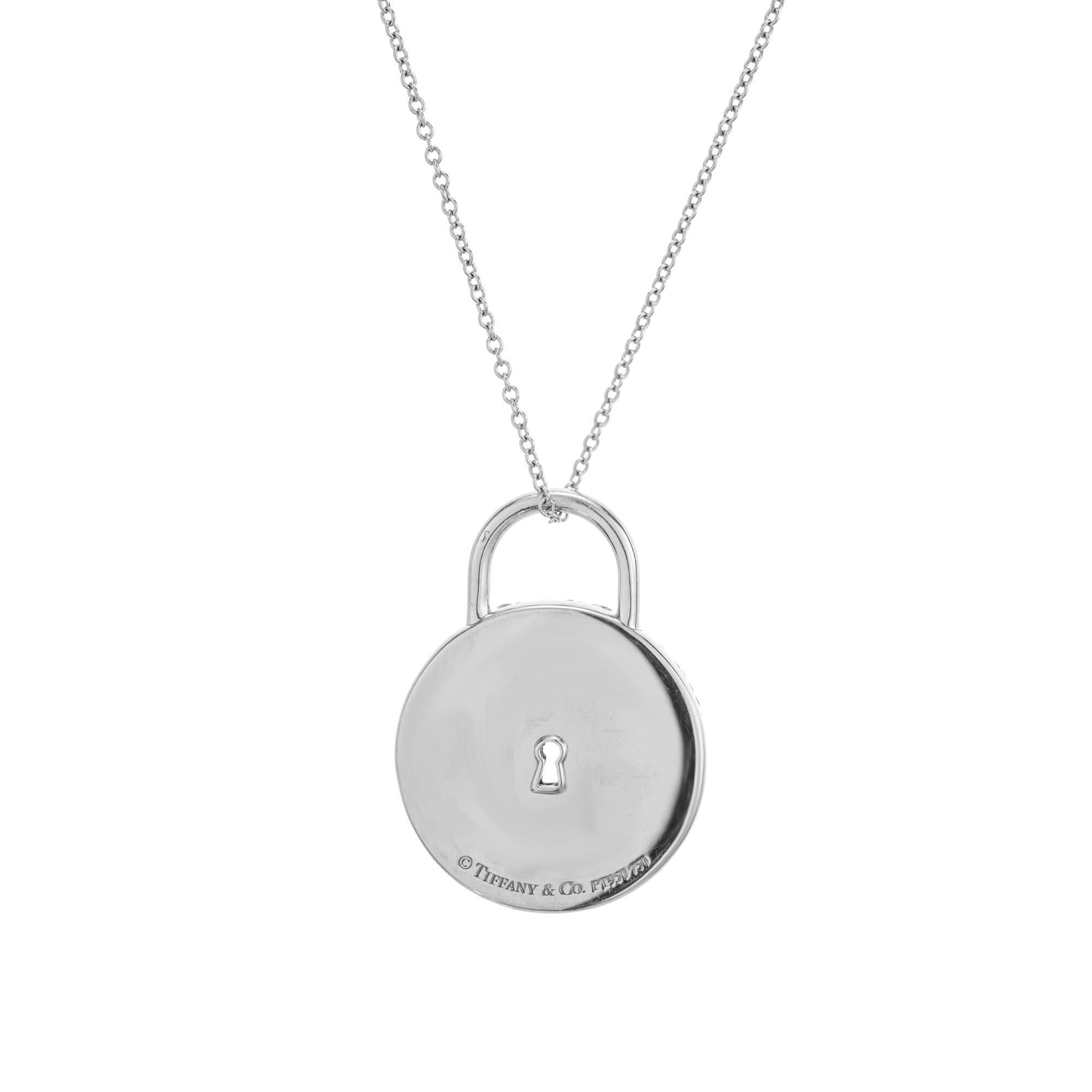 Taglio rotondo Tiffany & Co. Collana con ciondolo a forma di lucchetto in platino e oro rosa da 1,75 carati in vendita