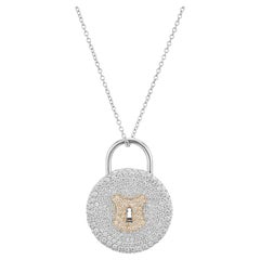 Tiffany & Co. 1.75 Carat Diamond Platinum Rose Gold Lock Pendant Necklace