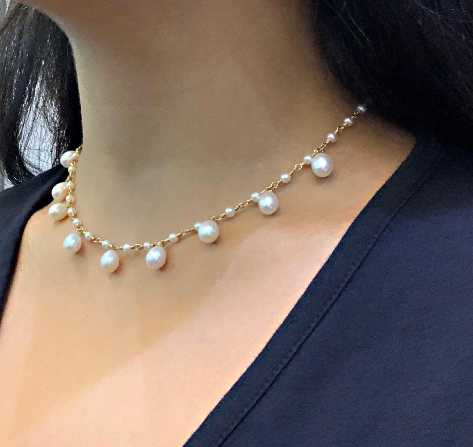 Tiffany & Co. 18 Carat Gold Pearl Necklace In Excellent Condition In London, GB