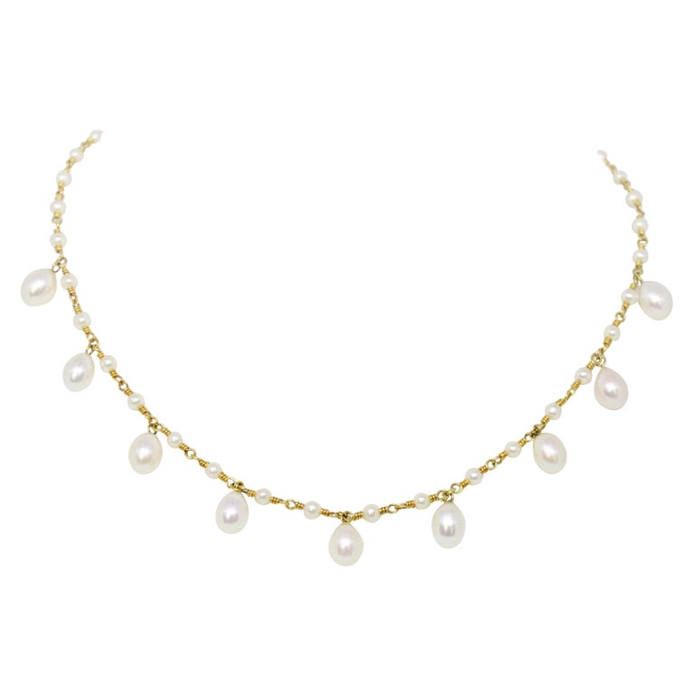Tiffany and Co. 18 Carat Gold Pearl Necklace at 1stDibs