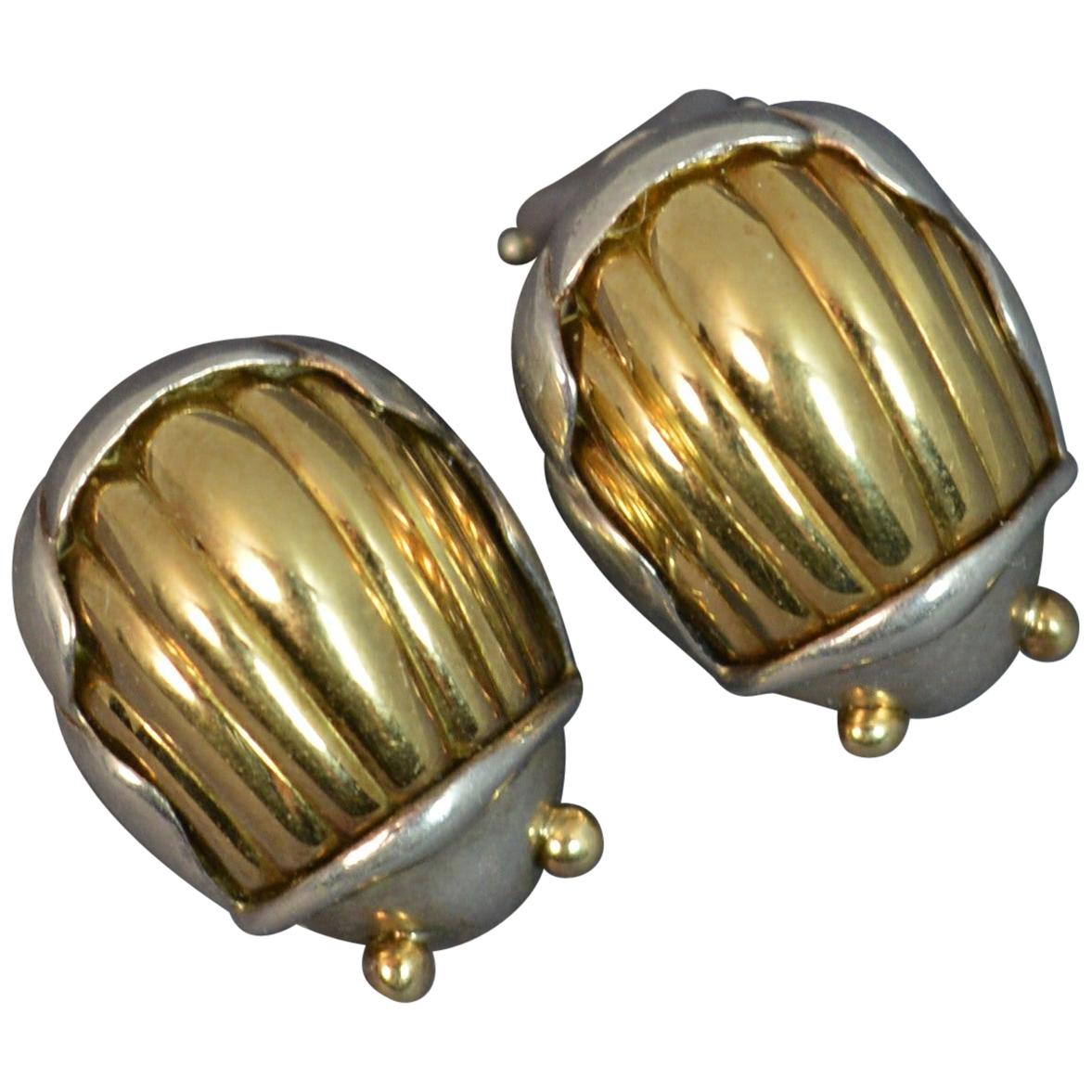 Tiffany & Co. 18 Carat Gold Silver Clip on Earrings Scarab Beetle