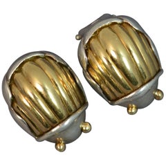 Tiffany & Co. 18 Carat Gold Silver Clip on Earrings Scarab Beetle