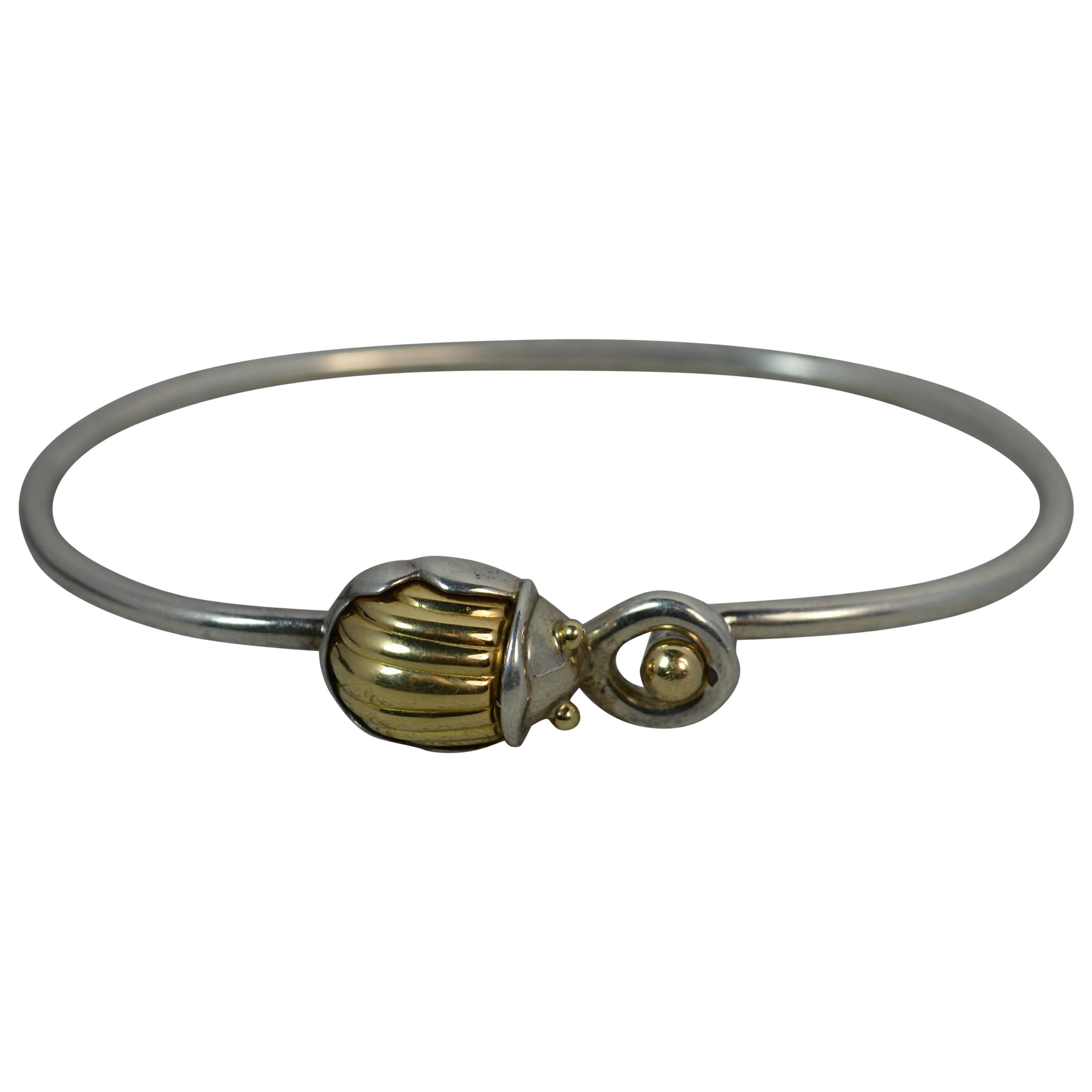 Tiffany & Co. 18 Carat Gold Silver Torque Bangle Scarab Beetle