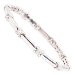 Tiffany & Co 18 Carat White Gold and Diamonds Signature X Flex Vintage Bracelet