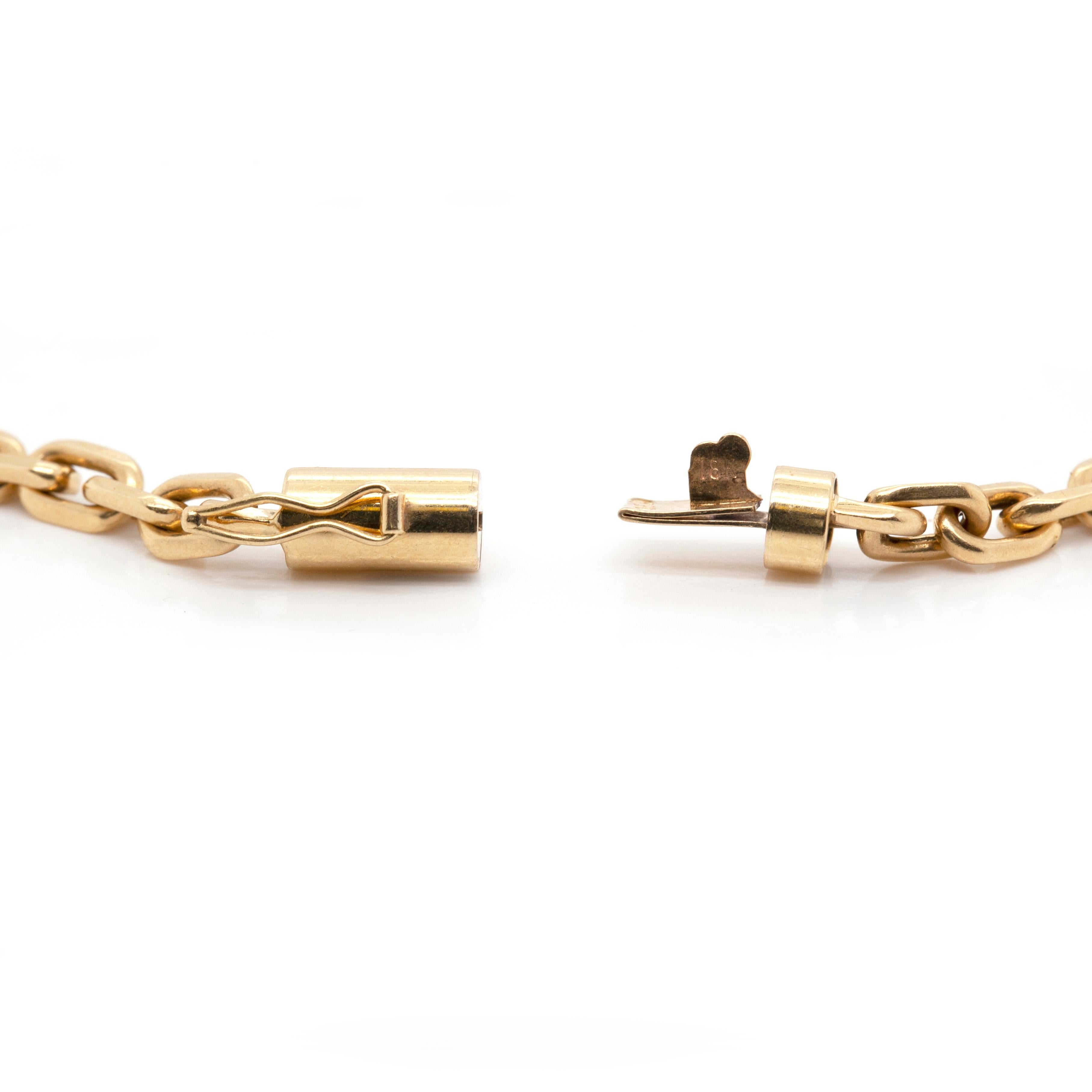 Modern Tiffany & Co. 18 Carat Yellow Gold Belcher Link Chain Bracelet For Sale