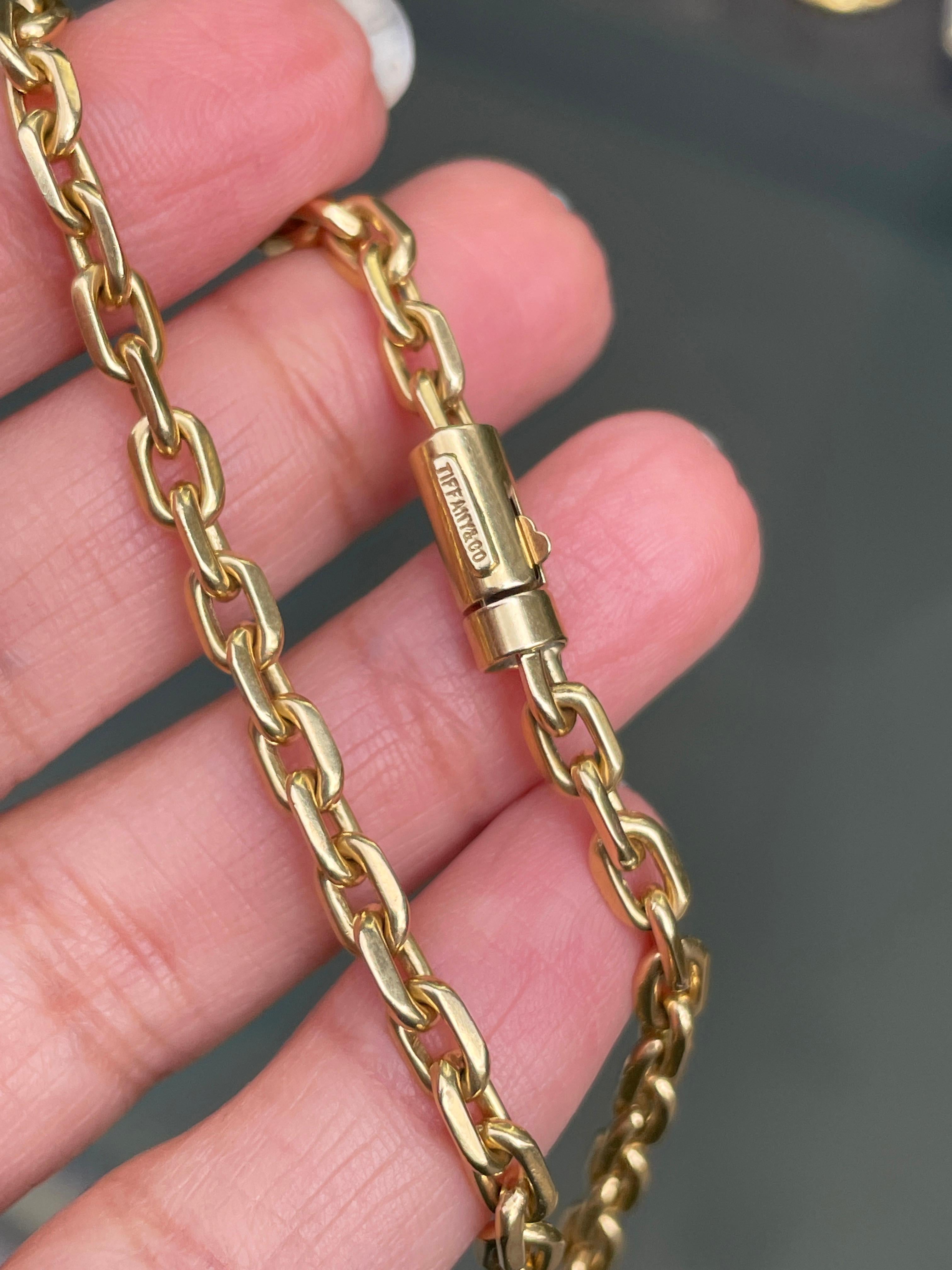 Tiffany & Co. 18 Carat Yellow Gold Belcher Link Chain Bracelet For Sale 2
