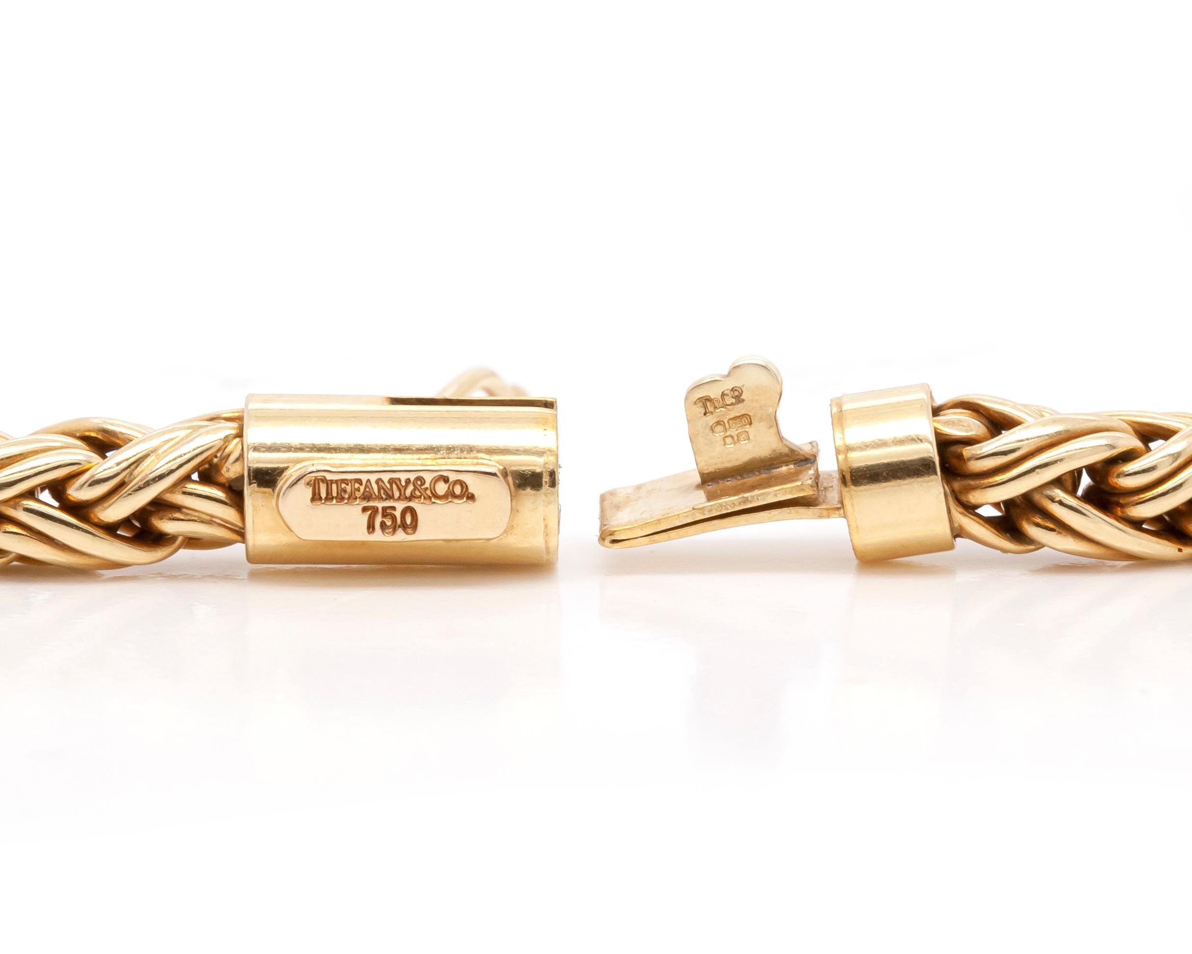 Moderne Tiffany & Co. Bracelet chaîne blé tressé en or jaune 18 carats en vente